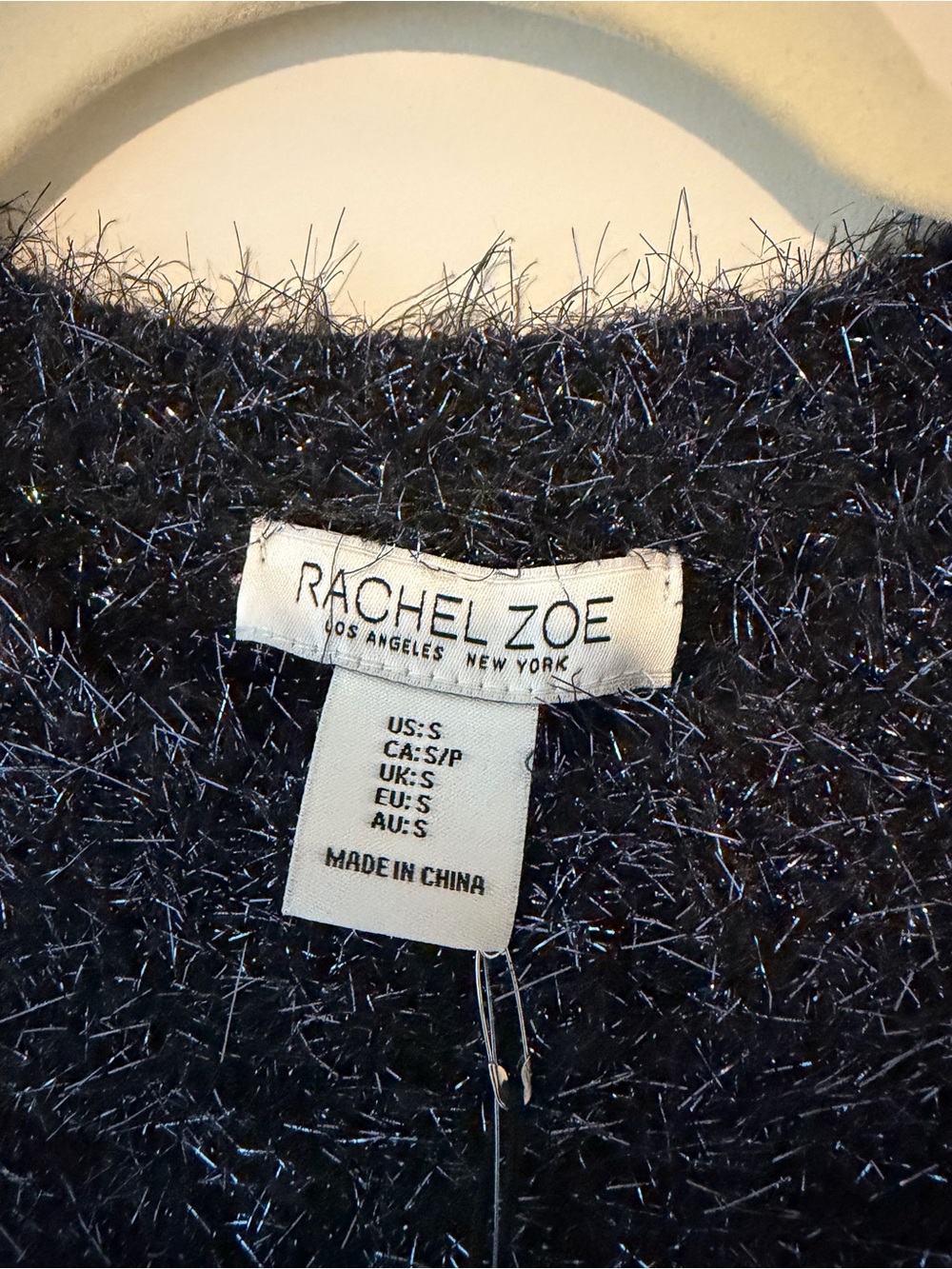 Rachel Zoe Fuzzy Sparkle Short-Sleeve Sweater Top - Picture 5 of 6